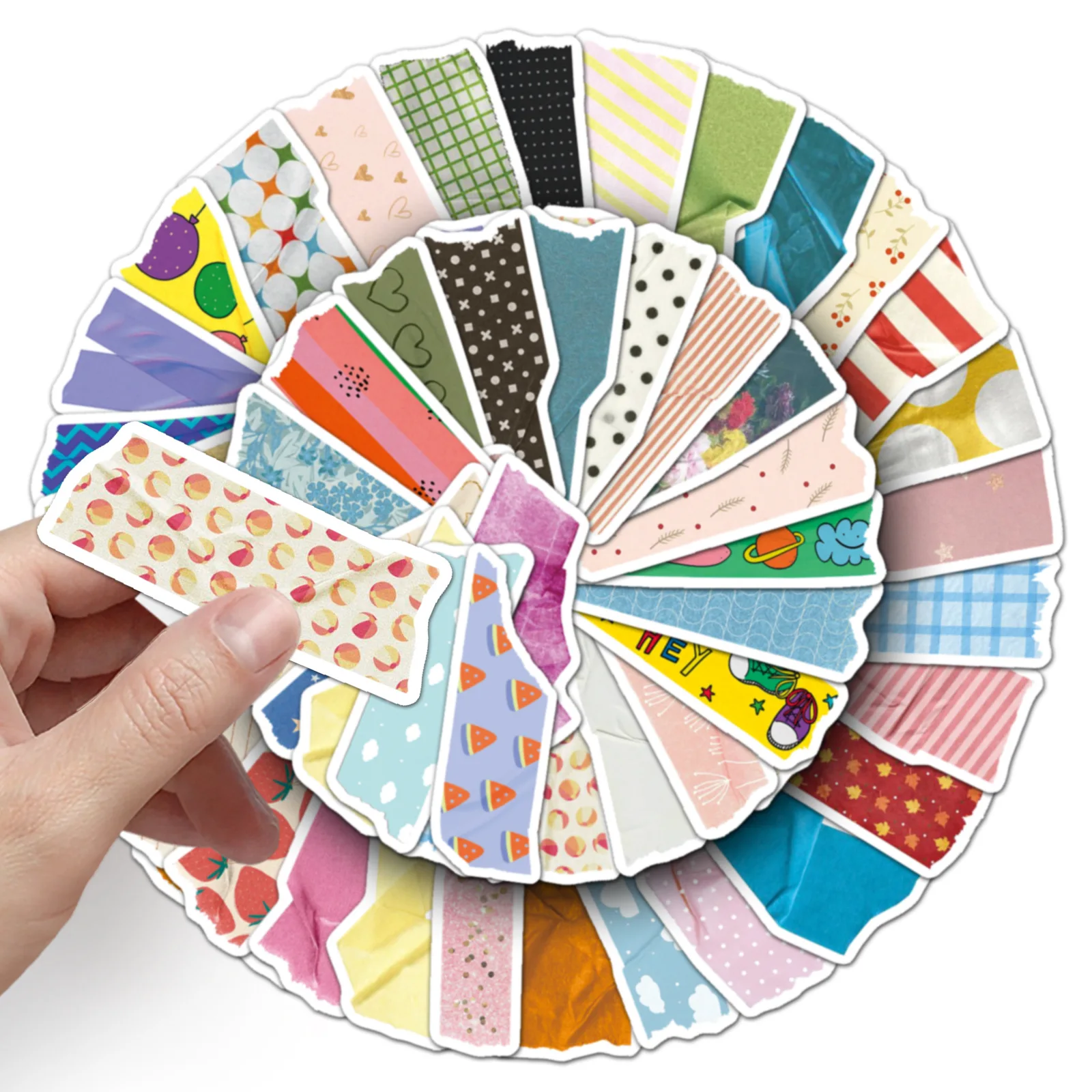 50PCS New Washi Tape Hand Account Graffiti Stickers Fresh Decorate Phone Case Hand Account Scrapbook Pencil Case Removable Decal