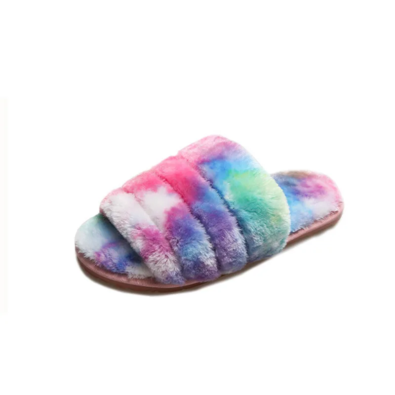 slippers women's large size home colorful leopard print one word plush cotton slippers BF11