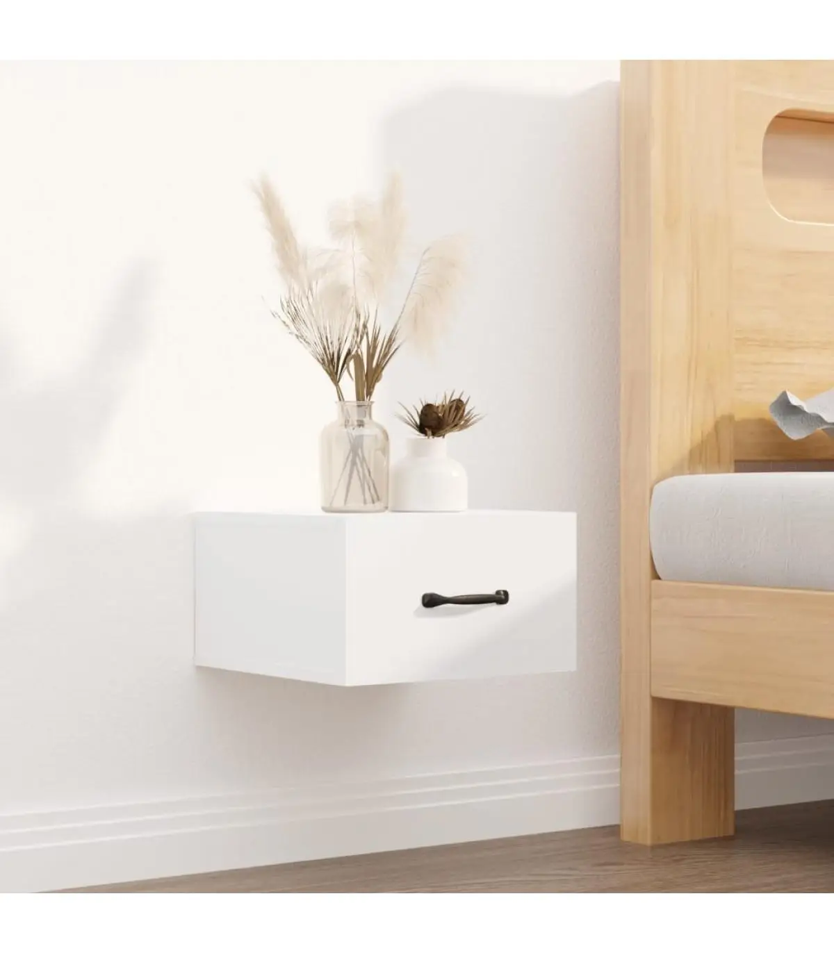 Bedside tables bright white wall bedside table 35x35x20 cm