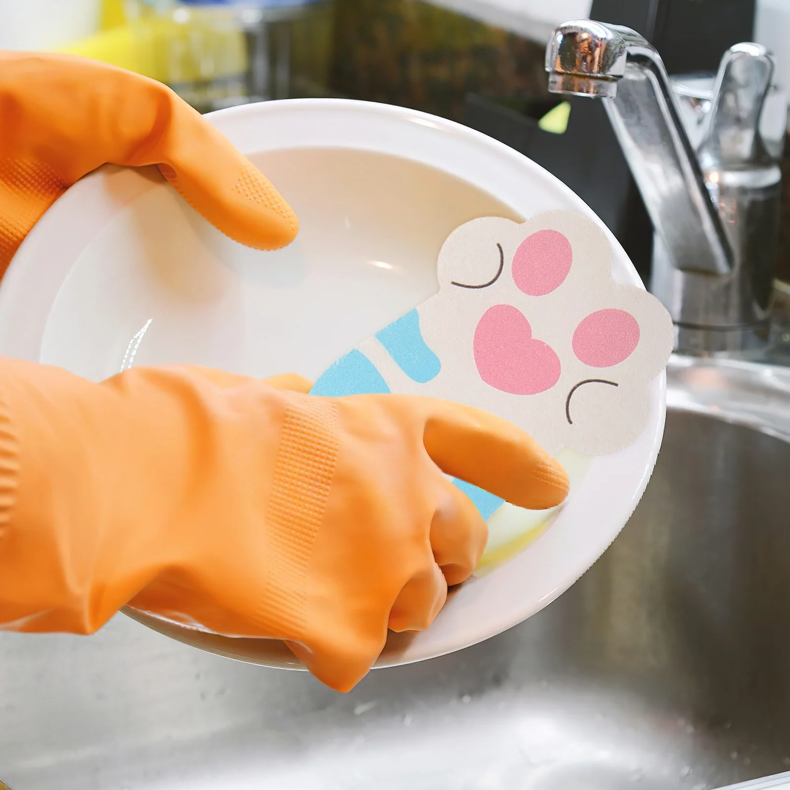 

3Pcs Cute Cat Paw Sponge Compressing Wood Sponge for Dishes Non Scratch Scrubber Reusable Cleaning Supplies