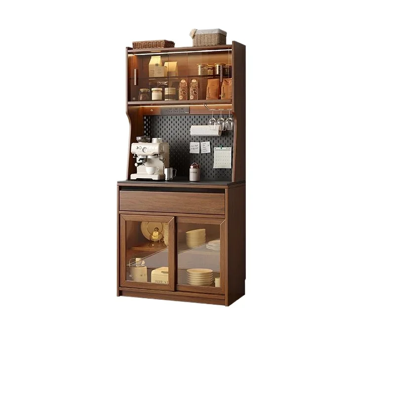 

Solid wood oak dining side cabinet, integrated walnut household kitchen storage wine cabinet tea storage