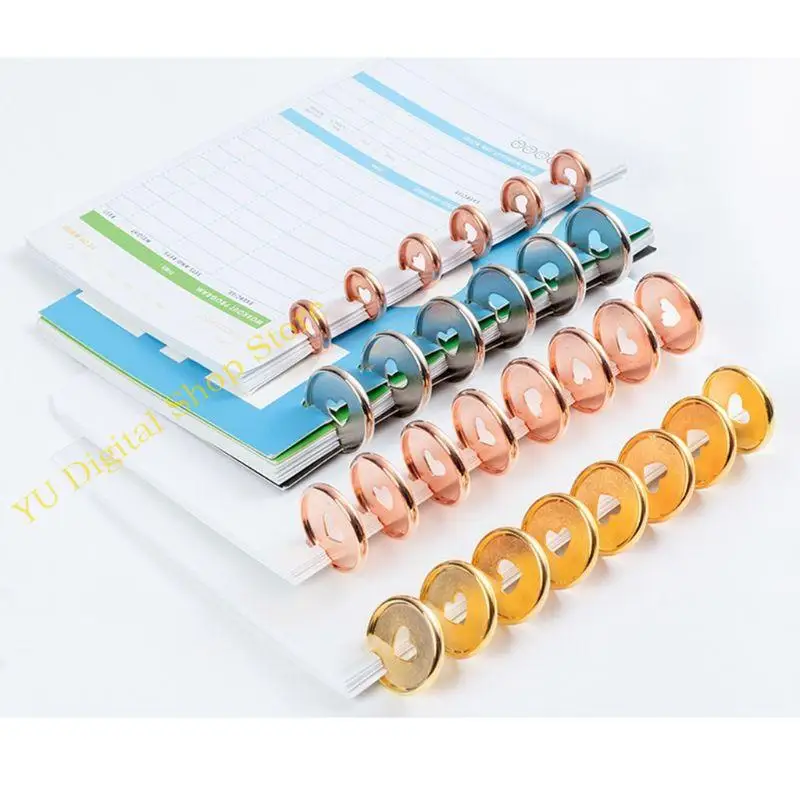 96ba 20pcs 35mm Heart Binder Rings Mushroom Hole Leaf Leaf Notebook Notepad Binding Discs Discl