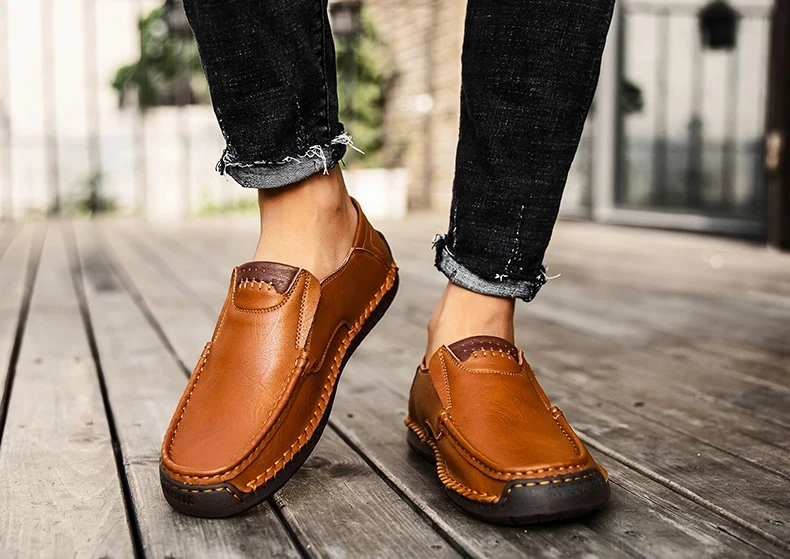 Neue Mode Männer Casual Schuhe Handgemachte Leder Loafer Bequeme männer Schuhe Qualität Split Leder Flache Fahren Schuhe Größe 48 – Detail 11