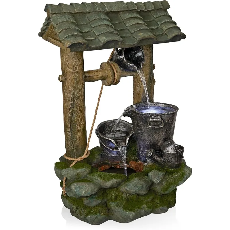 

WIN1250 39-дюймовый фонтан для колодец со светодиодной подсветкой — серия уличных водопадов для сада, патио, a