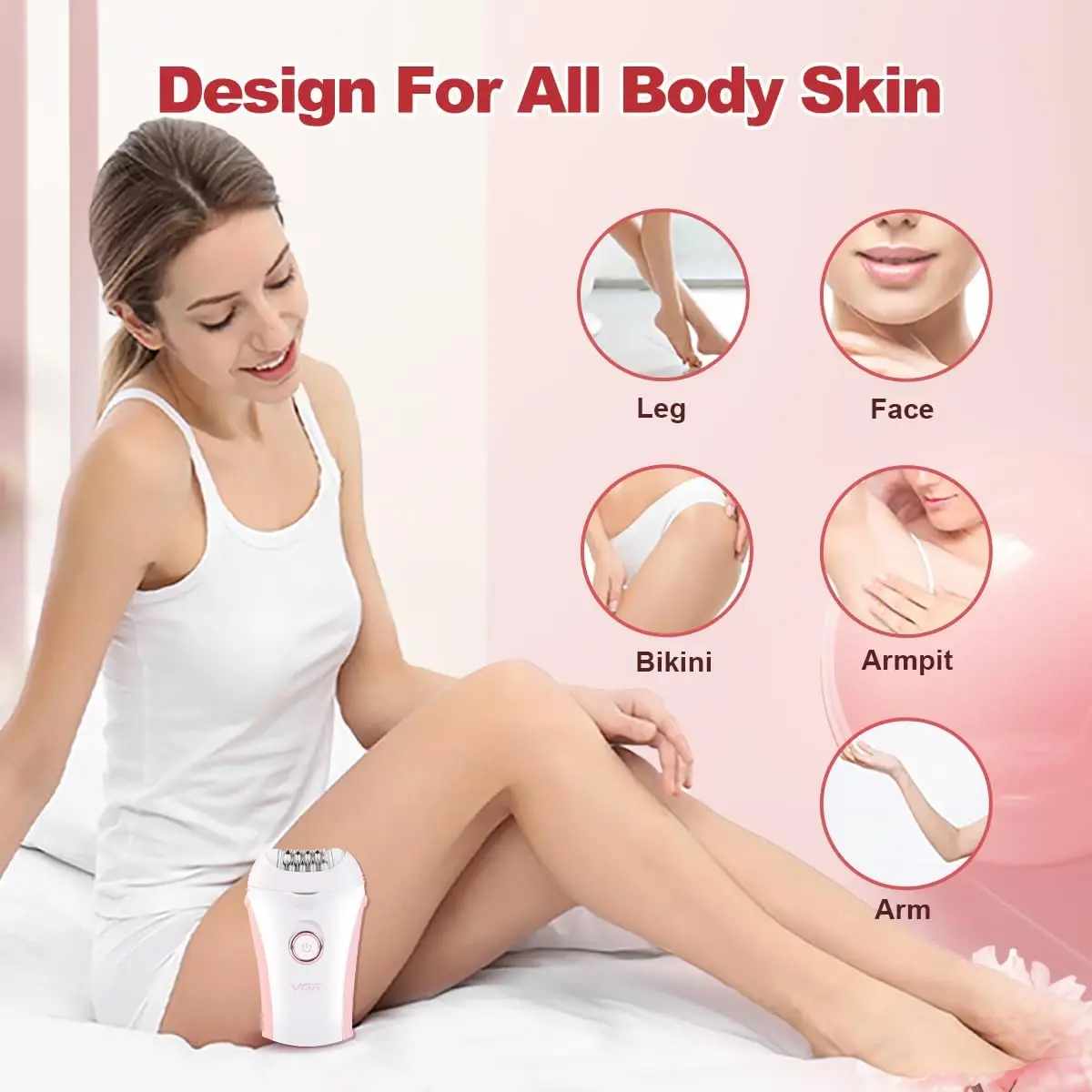 VGR Hair Remover Professional Epilator Electric Leg Body Underarms Hair Removal Tool Bikini 2 Speed Epilator for Women V-705