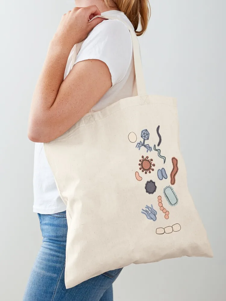 Vintage Microbiology - Black Outlines on Black Tote Bag cute tote bag Canvas Canvas Tote Bag