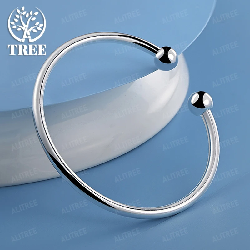 

Trendy 4mm 925 Sterling Silver Open Smooth Bangle Fashionable Simple Jewelry Birthday Christmas Party Gift Accessories