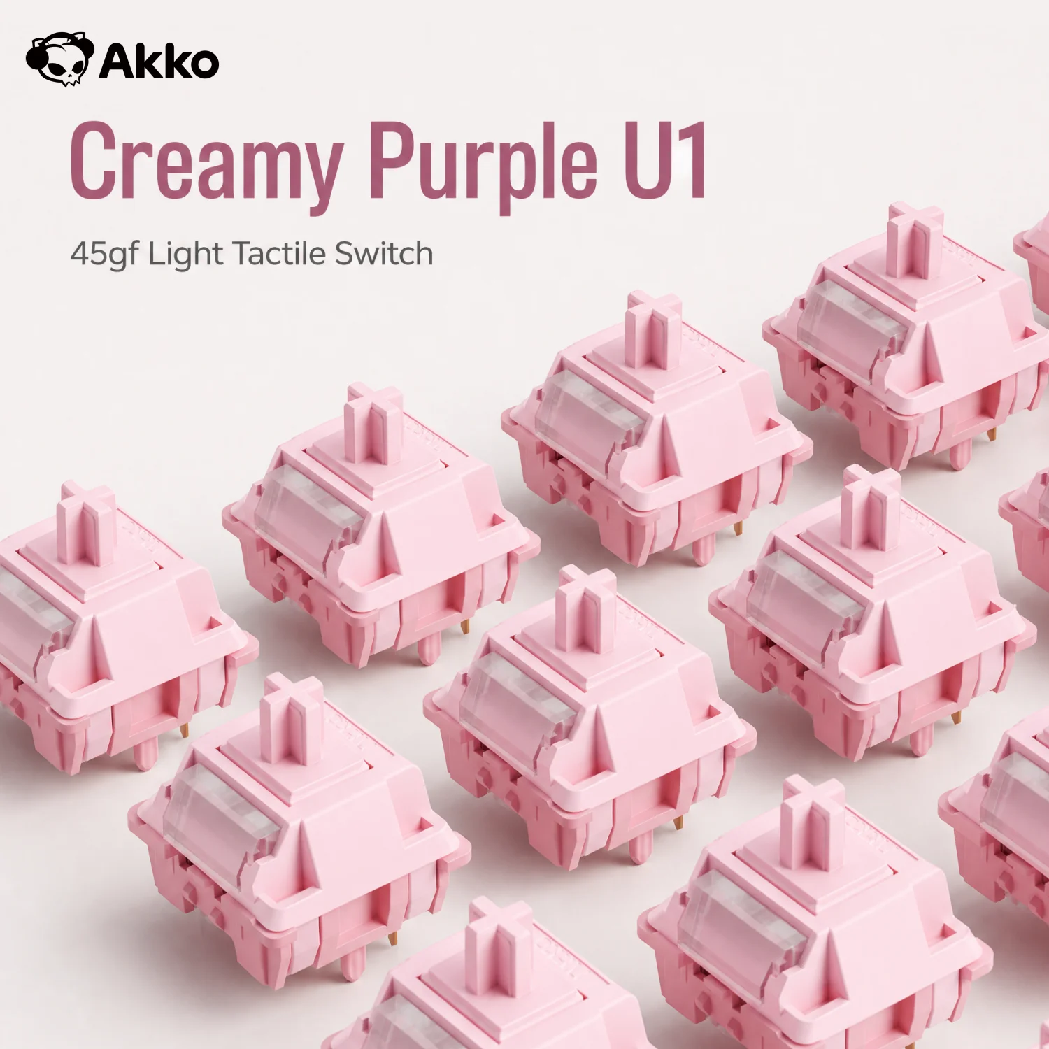 Akko Tactile Switch U1 Series Creamy Purple 45gf Factory-lubed 5Pins Hot-Swappable Customized Mechanical Keyboard Switches 45pcs