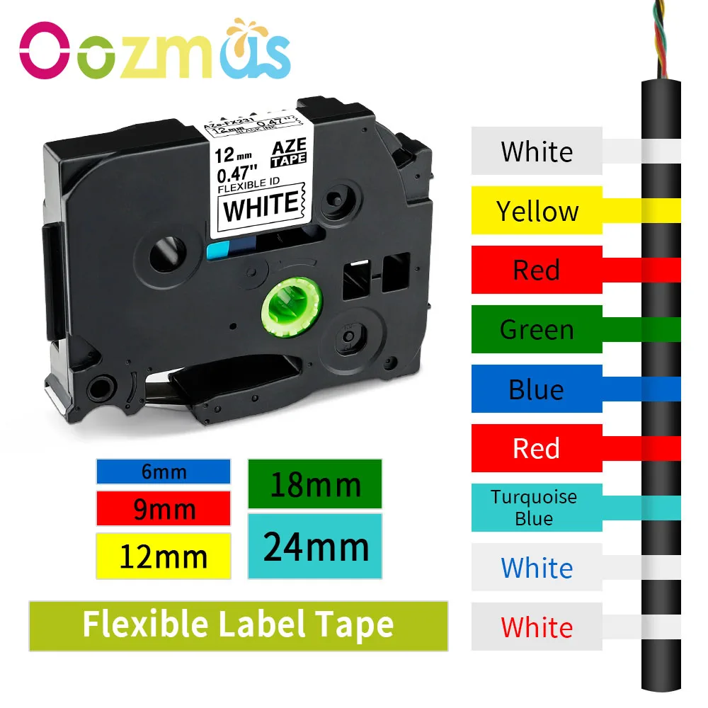 12Mm Tze-Fx 231 Voor Flexibele Tape Compatibel Voor Broer P-Touch Printer Flexibele Id Label Voor Draadvlag Voor PT-H100 Label Maker