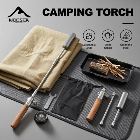 Widesea Long Handle Flamethrower Detachable Stainless Steel Portable Camping Torch Easy to Carry for Outdoor Fire Starting BBQ C
