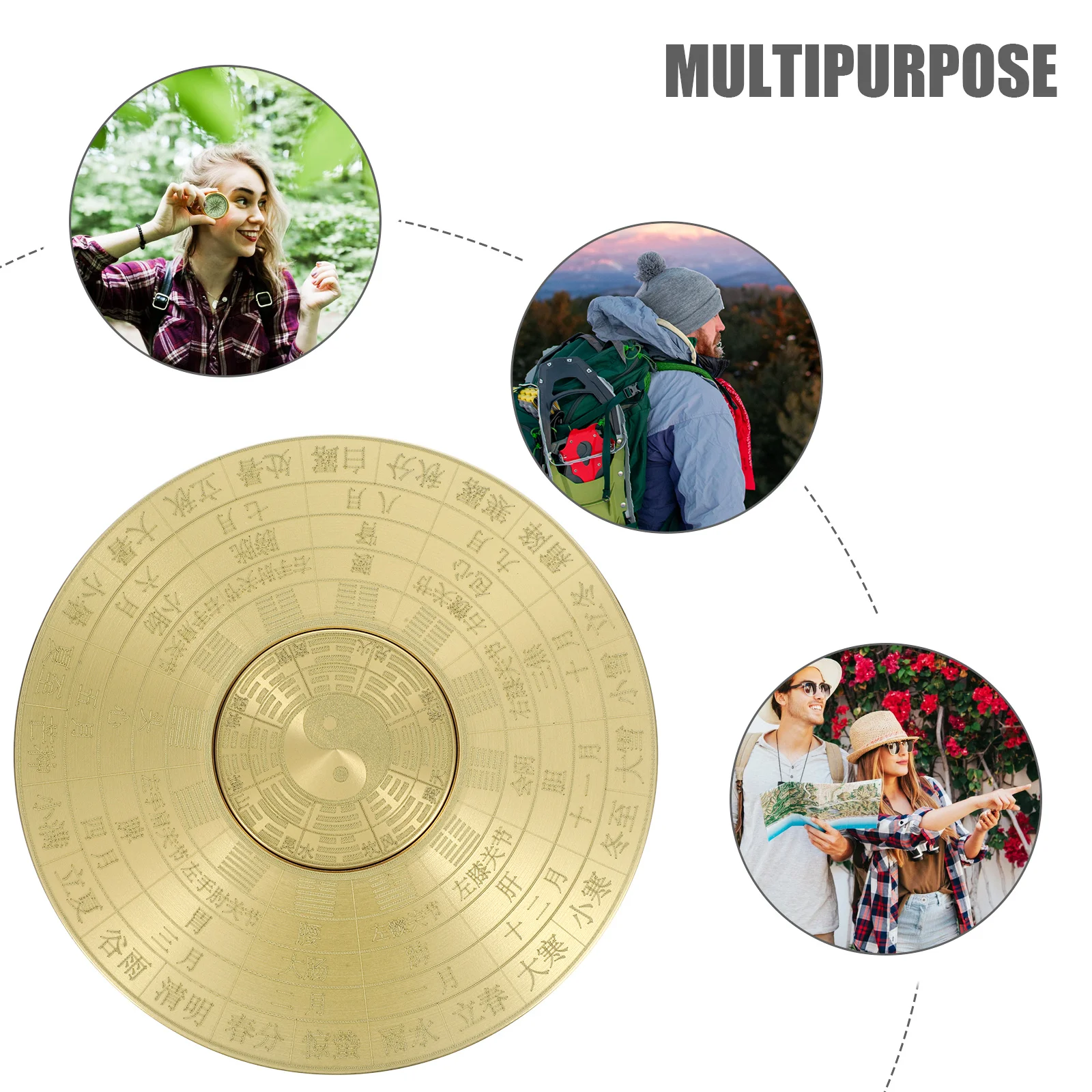 

Copper Chinese Compass Small Portable Traditional Feng Shui Decor for Study Home Desktop Decoration Retro