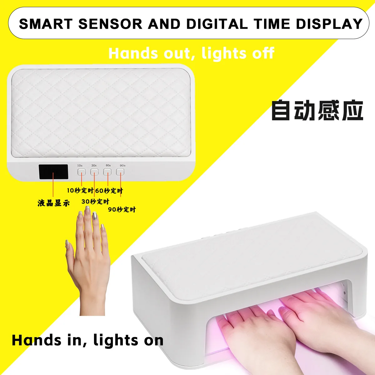 2026 Double Hand Large Power UV Nail Curing Lamp With Soft Hand Pillow Fast Dry Gel Dryer For Nail Salon