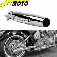 Chrome Motorcycle 415mm Tapered Exhaust Muffler Pipe with Reducer Galvanized Silencer for Harley Cafe Racer Chopper