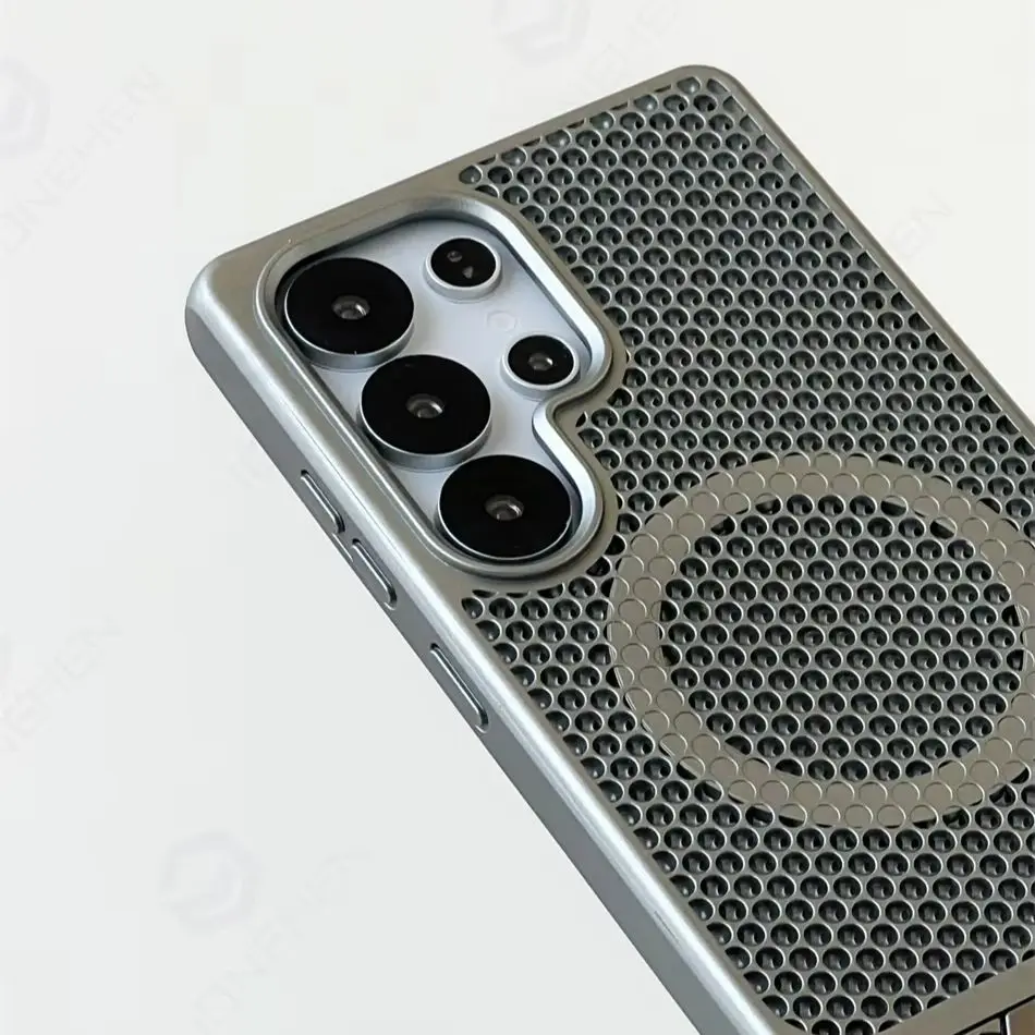 Роскошный охлаждающий чехол Magsafe с сотовой сеткой для Samsung Galaxy S24 Plus S25, ультрасплавный кронштейн-подставка, магнитная крышка для зарядки