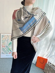 TRESSAGE LUXURY BRAND CASHMERE SILK SCARF 140 PASHMINA GREY SHAWL STOLE CAPE GIFT 30% SILK 70% CASHMERE SHAWL VIP  BRAND HIJAB