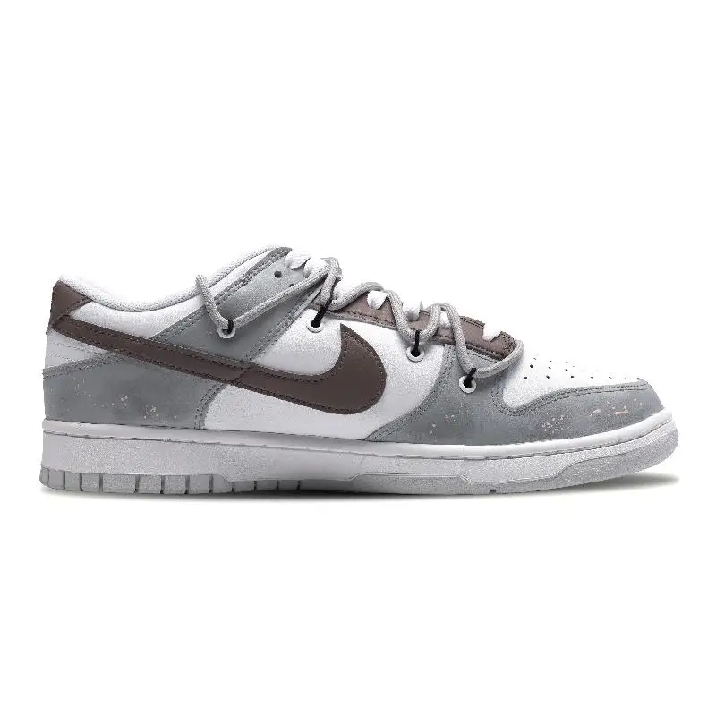 【Customize】Nike Dunk Skateboarding Shoes Men Low-top Brown/Gray Sneakers shoes DV0831-101