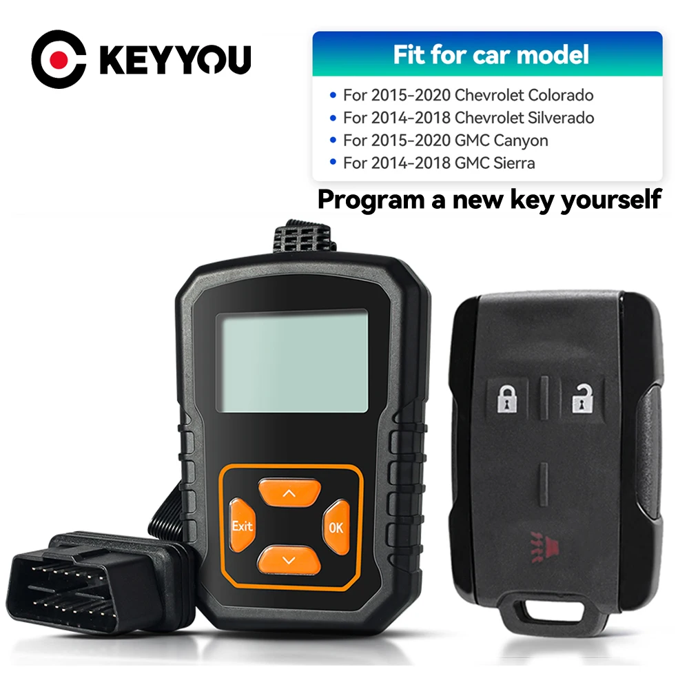 KEYYOU Replacement Remote Key Fob and Programmer tool For Chevrolet Colorado Silverado For GMC Canyon Sierra FCCID: M3N32337100