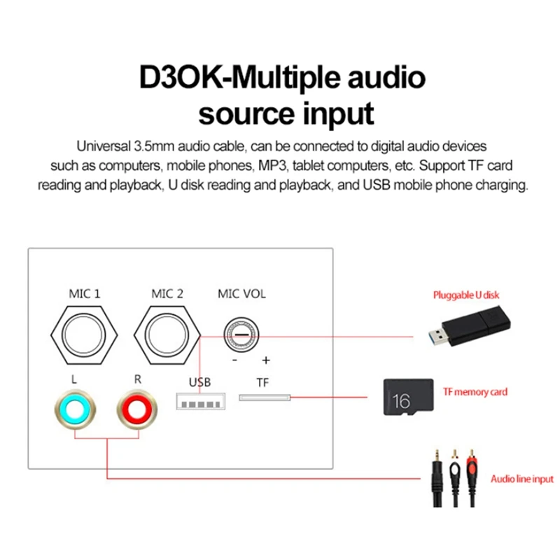 Carte mère d'amplificateur de basse Hifi Bluetooth, carte mère de haut-parleur, audio de caisson de basses, karaoké