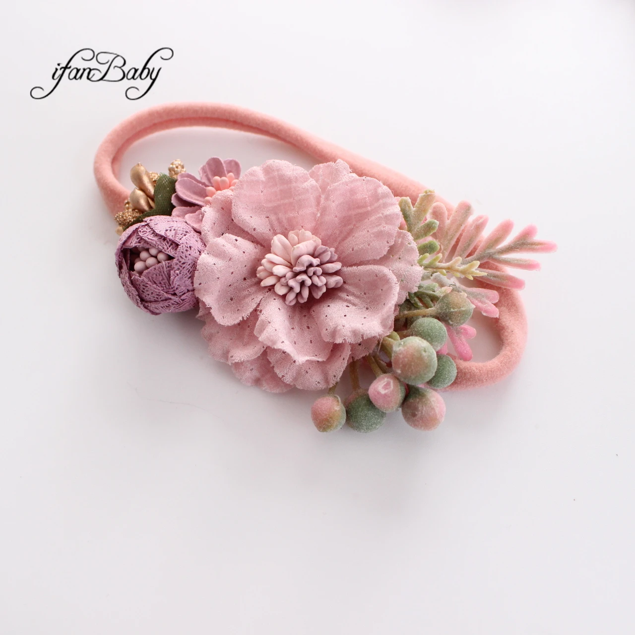 Boutique Elastic Stretch Hair Accessories Kids Girl Floral Headwear Nylon Flower Headband