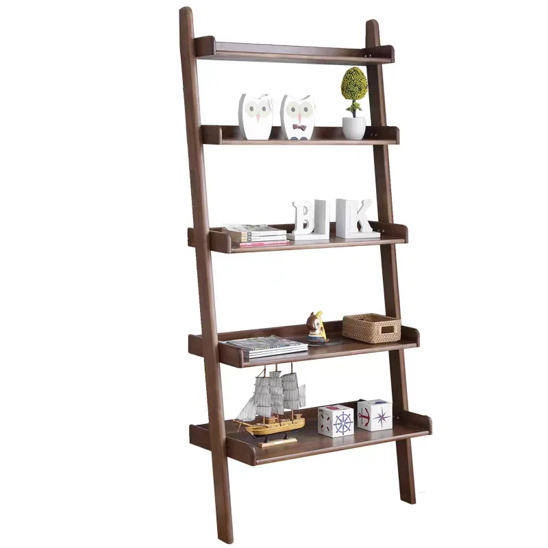 

Nordic style solid wood trapezoidal shelf living room against the wall stepped display shelf American bookshelf floor