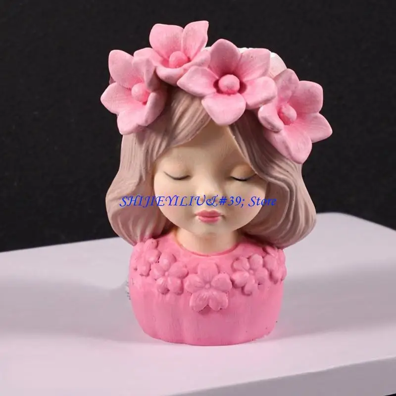 

E21F Customizable Elastomer Container Cast With Flower Wreath Girl Plan Perfect For Artisanal Jewelry Donations