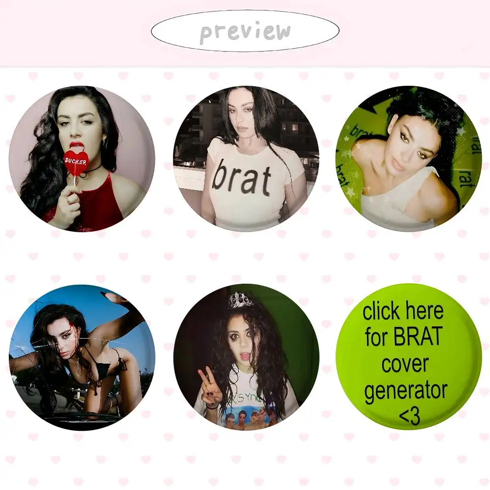Singer C-Charli Xcx Badges Tinplate Soft Button Pin Brooch Metal Badge Custom Jewelry Accessories Hat Bag Lapel