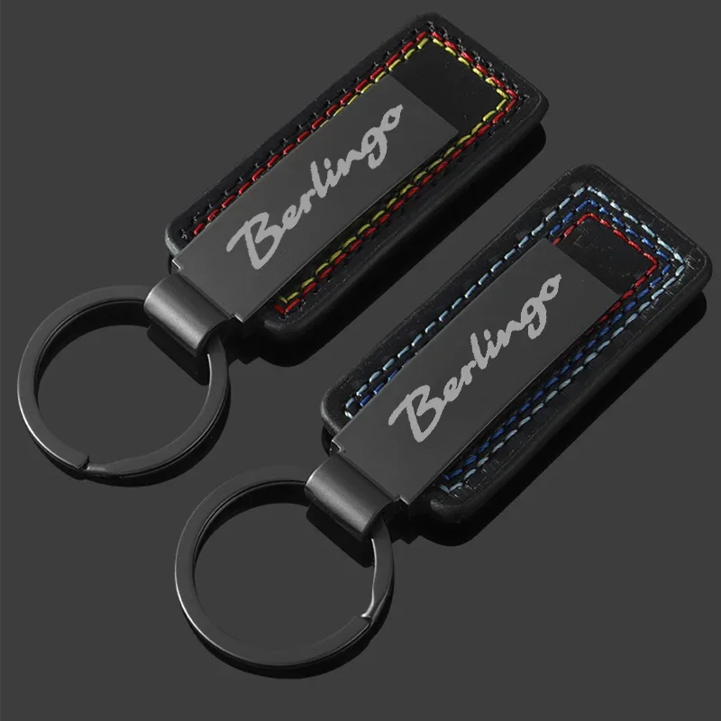 Carbon Fiber Leather Car Alloy Keychain Key Chain Rings Gifts for Citroen Berlingo Logo C1 C4L C5 C6 C8 C-CROSSER VTS NEMO VTS - view 4