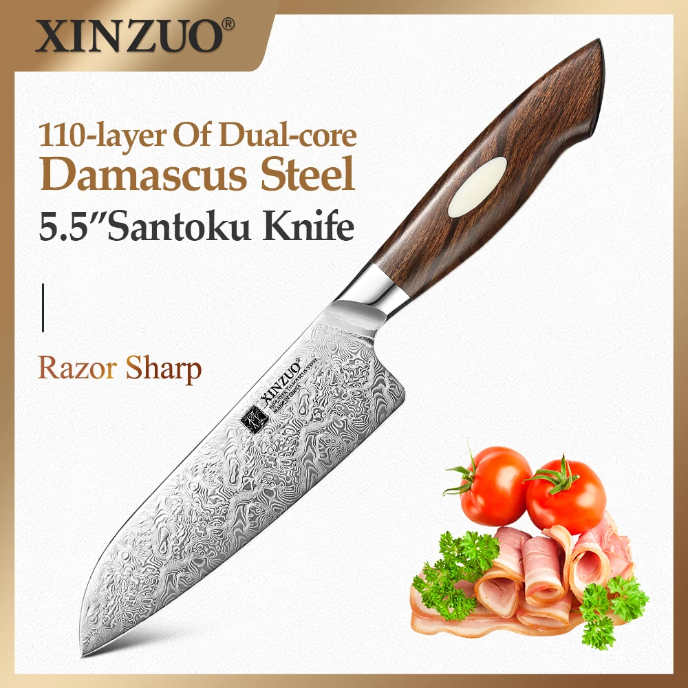 XINZUO Kitchen Tool 5.5''inch Santoku Knife 110-layer Of Dual-core Damascus Steel Extremely Sharp High Quality Kitchen Knife