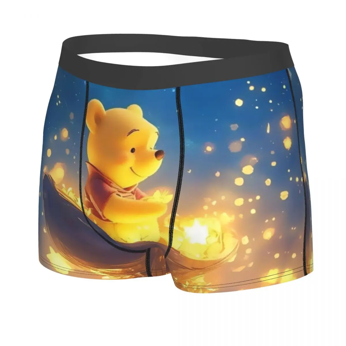 Calzoncillos tipo bóxer con diseño de estrella de Winnie Pooh personalizados, calzoncillos de oso amarillo para hombre, ropa interior, calzoncillos geniales