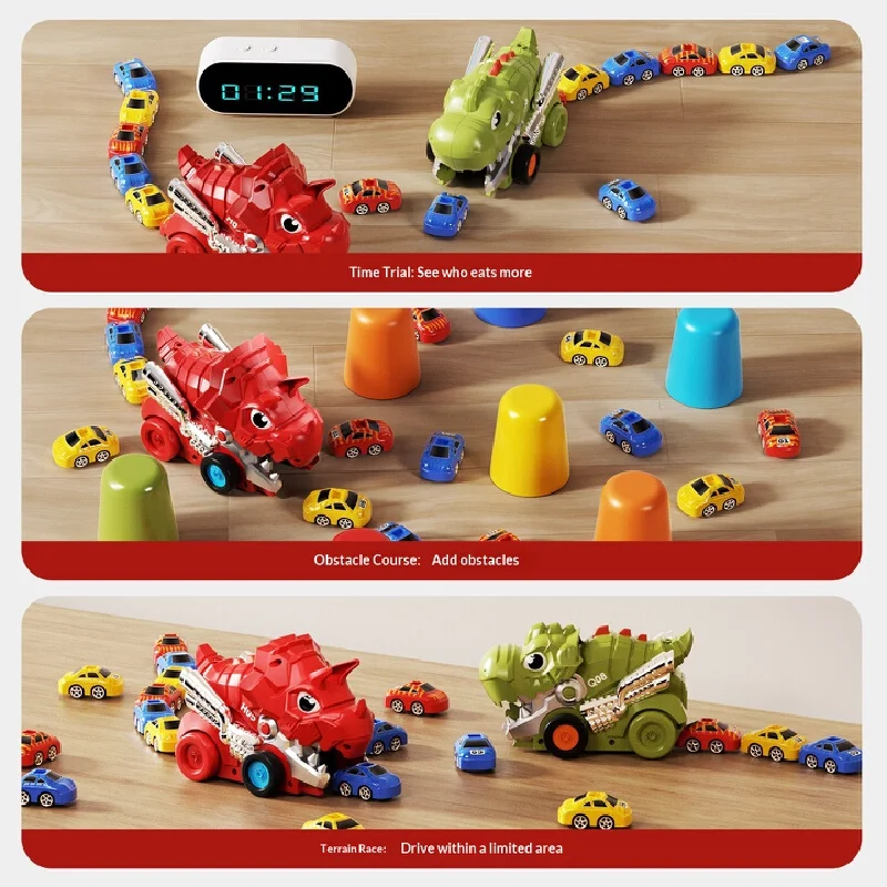 TonGJishi Remote Control Electric Dinosaur Car That Eats Small Toy Cars For Kids Boys Toddler Perfect Birthday