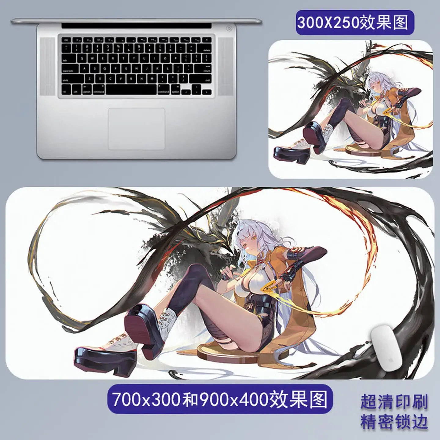 XXL Martial Arts Master Anime Girl Gaming Mouse Pad Non-Slip Rubber Stitched Desk Mat for PC Laptop Office Gift