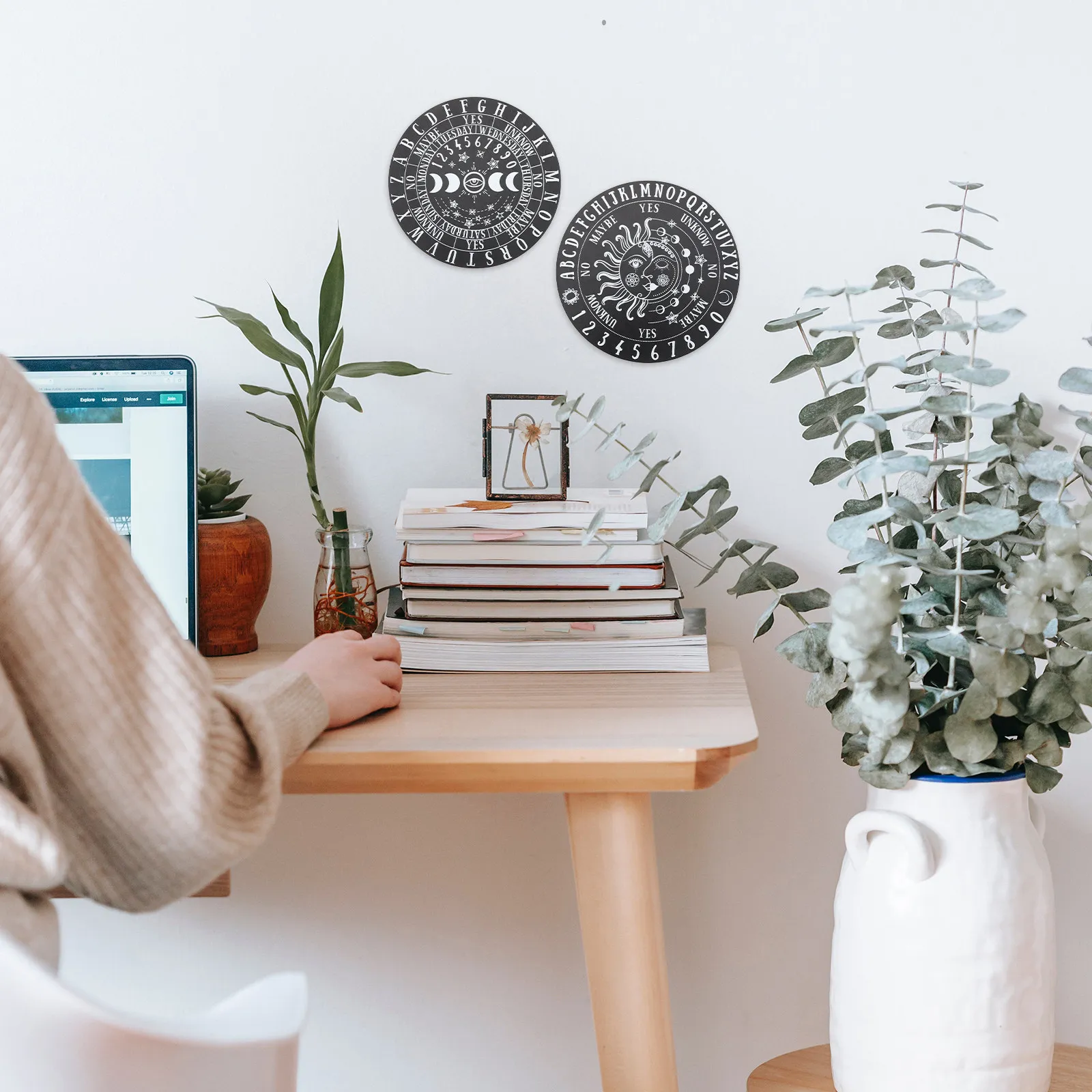 

2Pcs Wooden Divination Board Premium Material Decorative Pendulum Board Desktop Divination Accessory Home Office Decoration