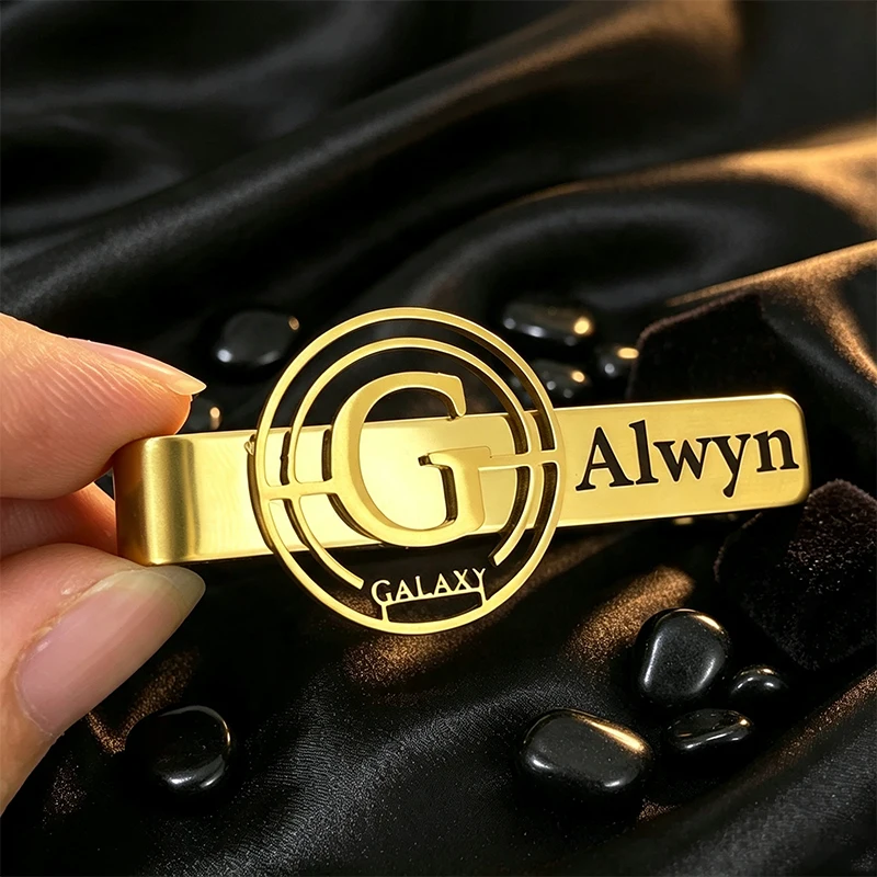 Stainelss Steel DIY Custom Your Logo Text Tie Clip for Man Business Groom Tie Personalized Logo Engrave Tag Letters Tie Clasp