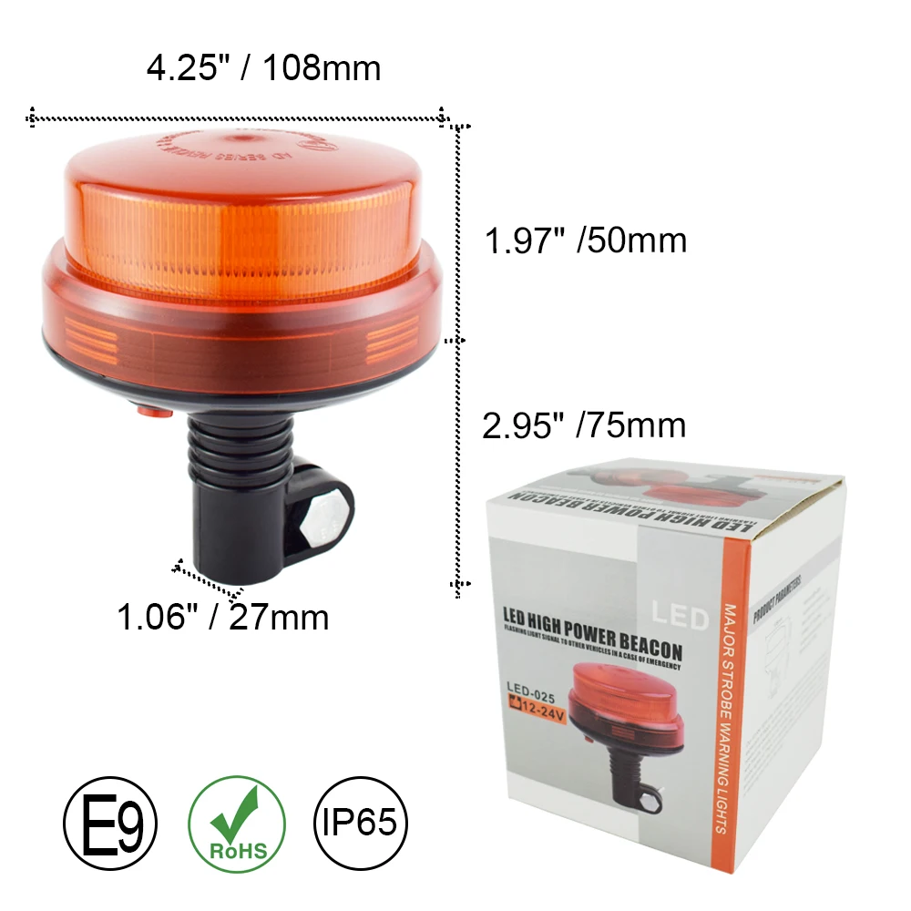 LED Warning Strobe Lights Beacon Light LED Tractor Flashing Amber Rotating Safety Truck Golf Carts Snow Plow CE