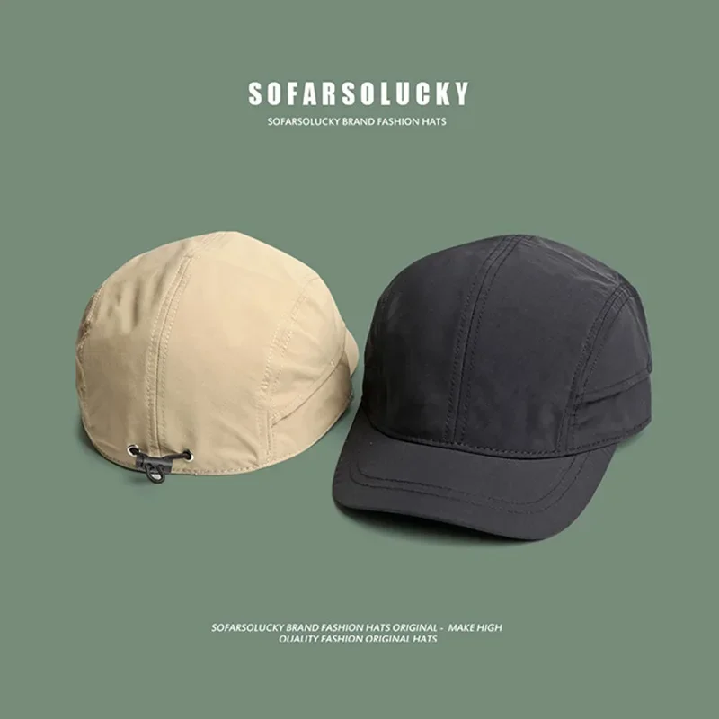 Japanese Style Workwear Short Brim Quick-Drying Baseball Cap Women's Summer Korean Street Versatile Short Brim Peaked Cap Men