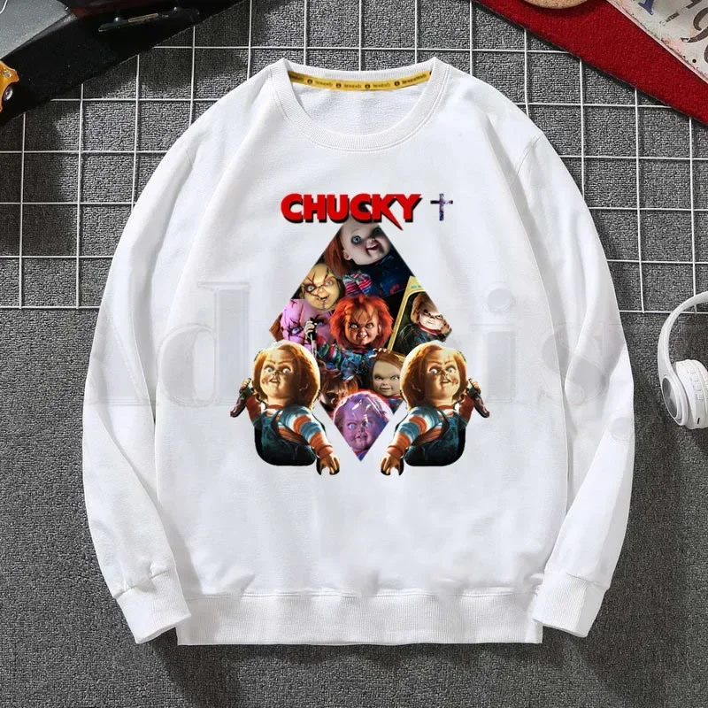 Chucky Horror Movie Cartoon Design New Men Hoodies Sweatshirt Solid Color Print Trend Coat Mens Clothes Hip-Hop Male Clothing