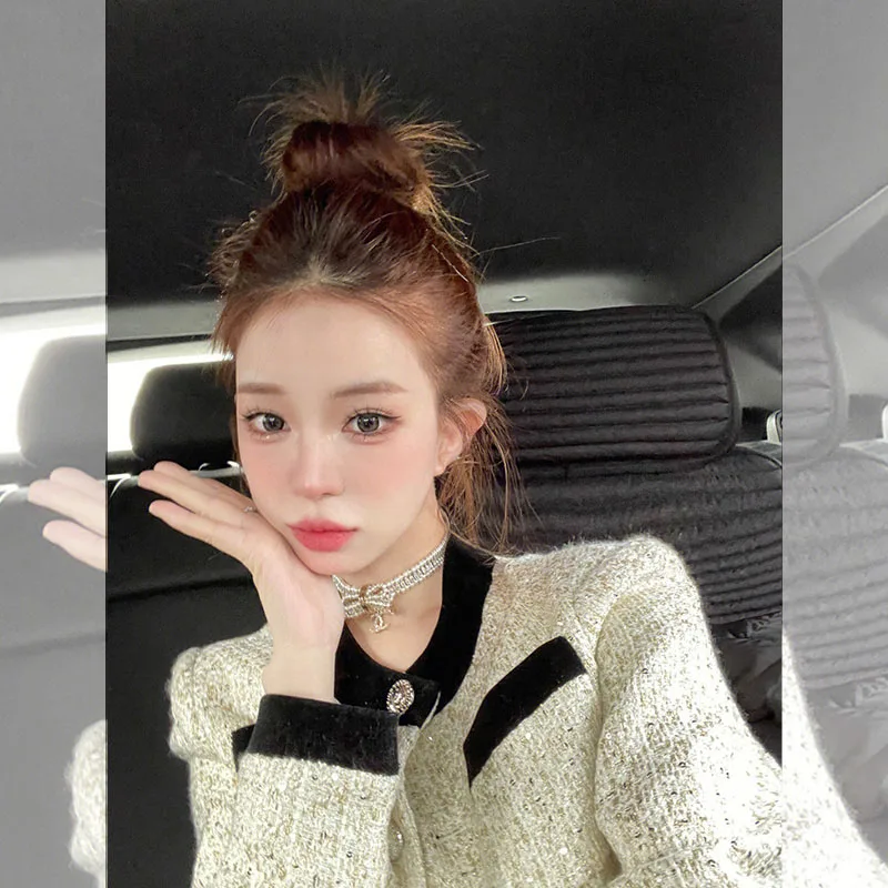 

Sli ort Quilted Outerwear Ele Ladylike Spring 2023 Faion High-End Feel Beautiful Anti-Aging Trendy Top for Younge...