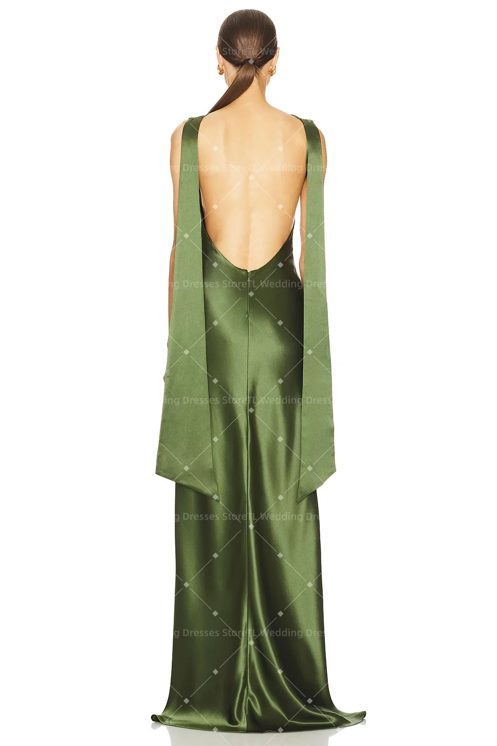 TL Green Satin Evening Dresses Wedding A Line Embroidery Luxury Party Dress Side Slipt Elegant Sexy Prom Gowns Sage Customized view 3