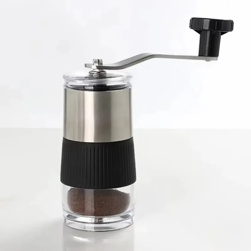 Handheld Manual Coffee Grinder Portable Bean Mill Ceramic Burr Adjustable Grind Settings for Espresso Travel Camping Hiking Use