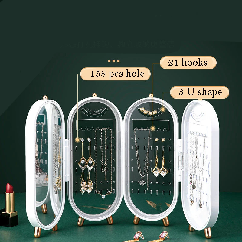 Folding Jewelry Storage Box Necklace Hook Earring Organizer Multi-funcional Jewelry Display box