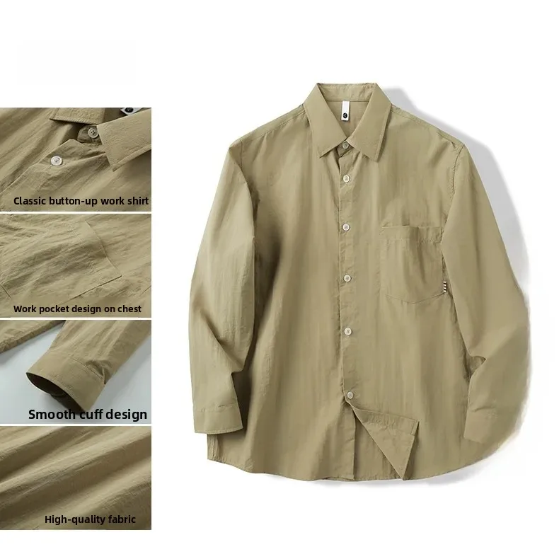 Outdoor Lightweight Quick Dry Breathable Sunscreen Spring Summer Men's Fashion Casual Long Sleeve Shirt Thin Loose Coat