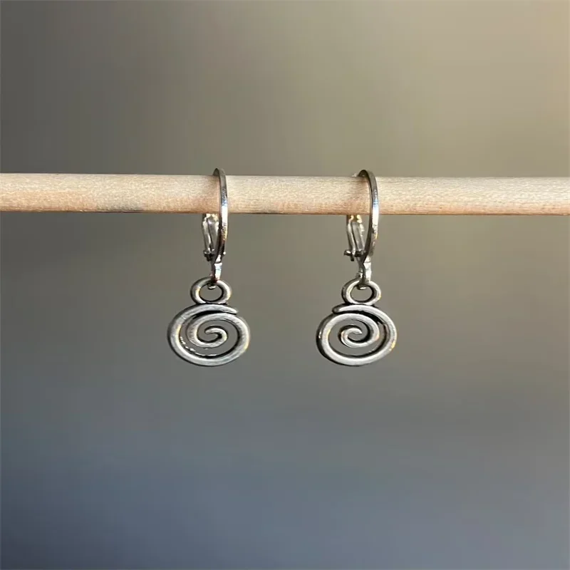 Swirl Earrings, Lever Back Silver Swirl Earrings, Charm Earrings, Huggie Earrings