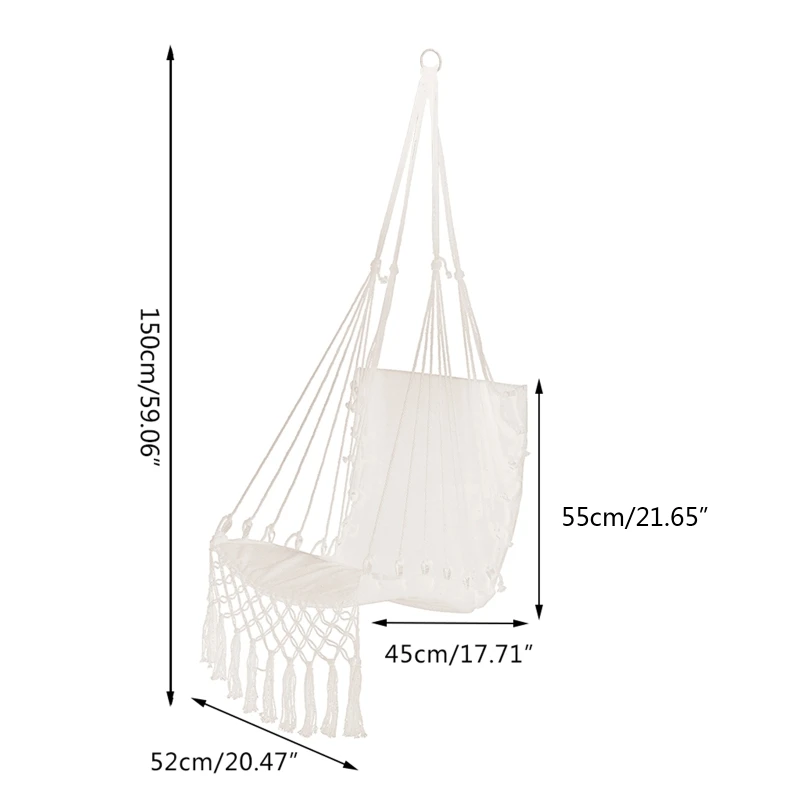 Kursi Tempat Tidur Gantung Macrame Ayunan Tali Katun Kursi Ayunan Tempat Tidur Gantung untuk Dalam Ruangan