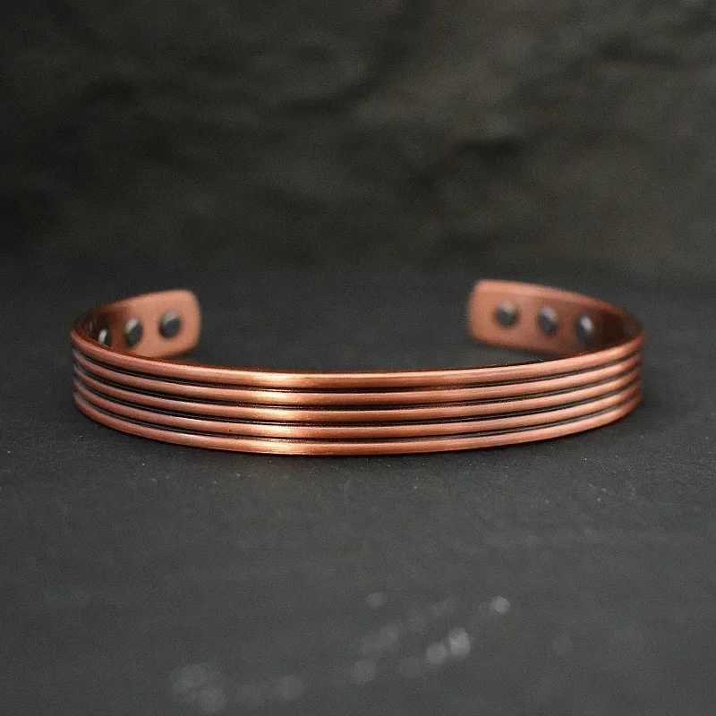 Pure Copper Bracelets Simplicity Cuff Magnetic Bangles for Women Men Arthritis Health Solid Copper Jewelry Gift for Him