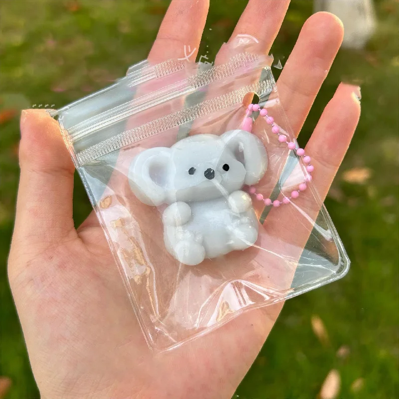 1/3pcs Kawaii Mini Cartoon Bear Western Highland Lamb Elephant Finger Toy Key Chain Bag Pendant Squishy Animal Kids Girl Gift