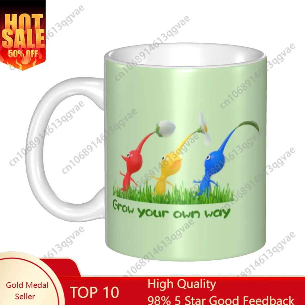 Plant Creature Cartoon Video Game Pikmin Mug Custom Coffee Ceramic Cup Creative Gift