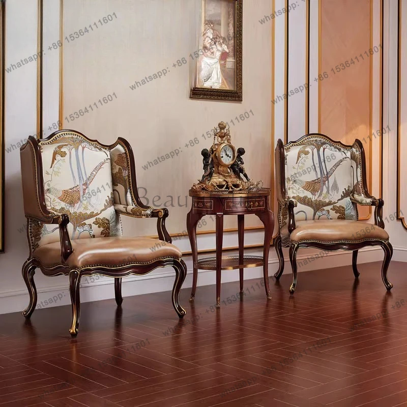 English leather sofa, single living room, balcony, American lounge chair, living room furniture