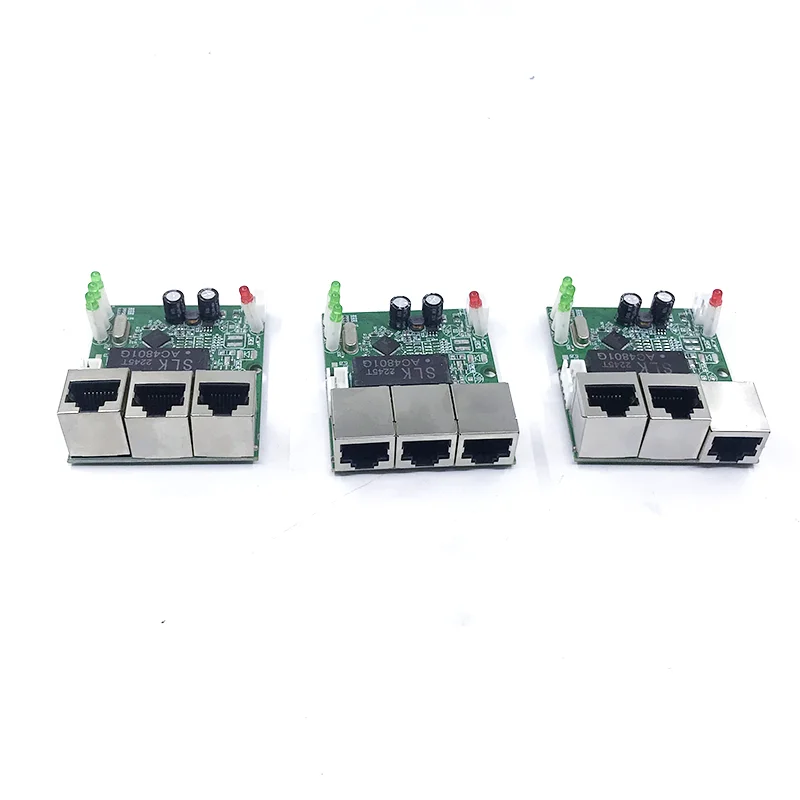 PCBA Mini 4port Networkmini modul sakelar ethernet 10/100Mbps 5V 12V 15V 18V dengan perlindungan petir 4kV, antistatis 4KV