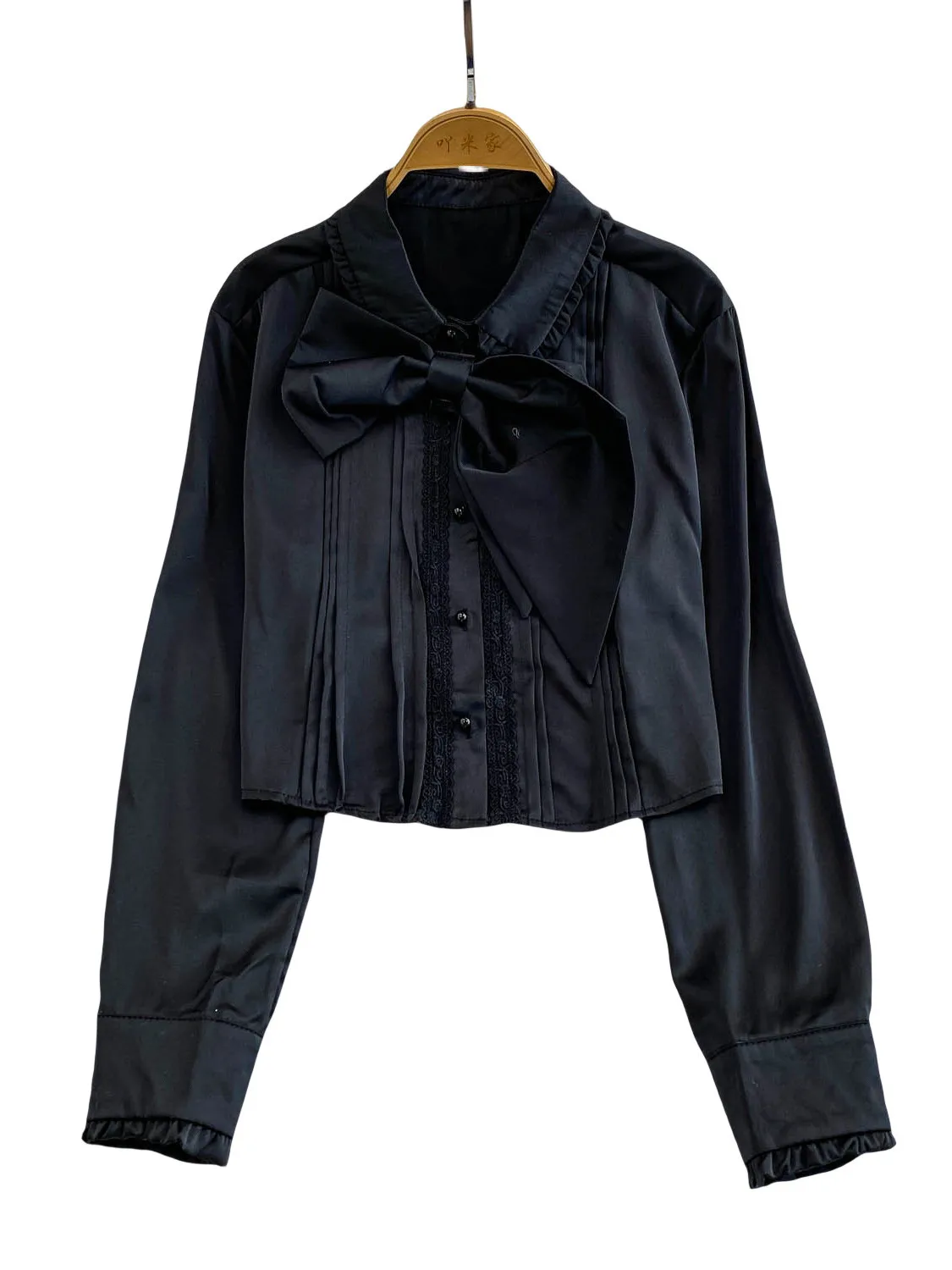 Dolce nodo bambola colletto slim fit ort irt donna pizzo pred piega autunno faion casual lungo Sve Top