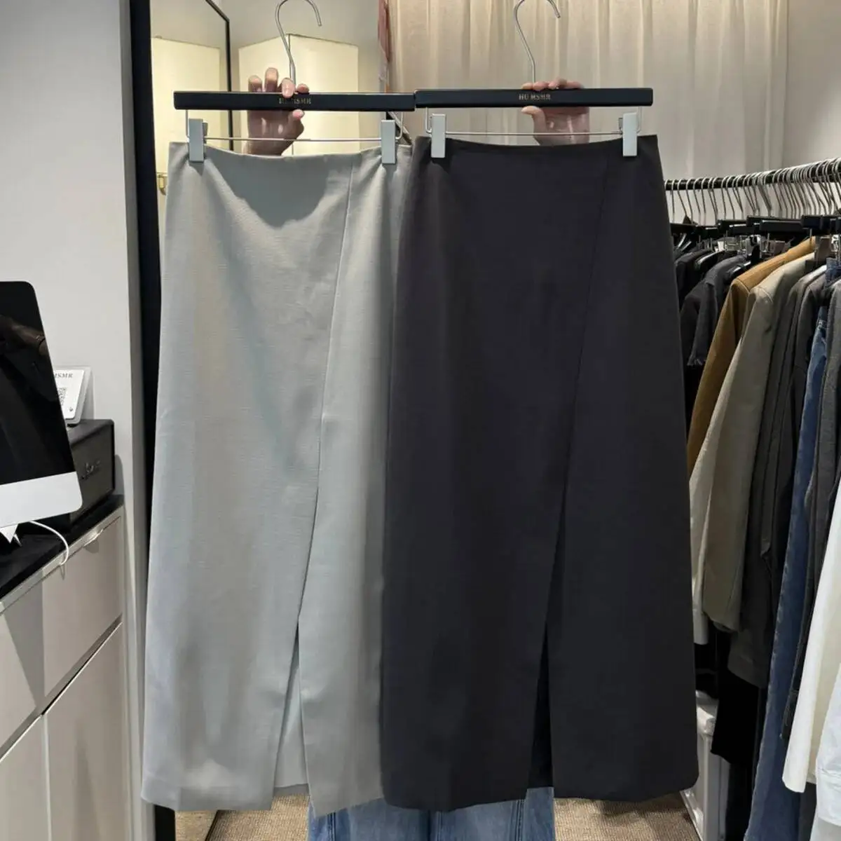 KWTX 2025 Nieuwe ronde hals jas en splitrok tweedelige set casual elegante ontwerper retro chic effen kleur lente herfst outfit